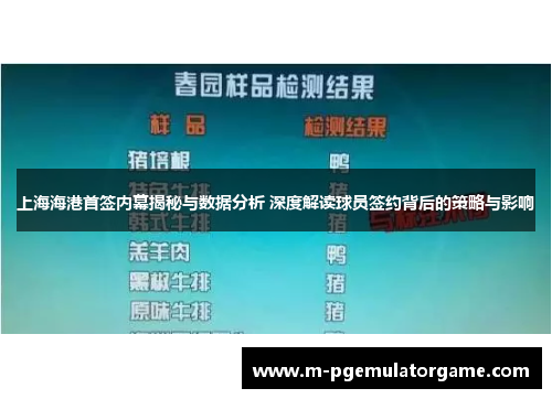 上海海港首签内幕揭秘与数据分析 深度解读球员签约背后的策略与影响