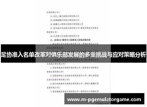 足协准入名单改革对俱乐部发展的多重挑战与应对策略分析
