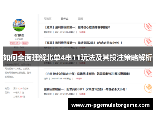如何全面理解北单4串11玩法及其投注策略解析